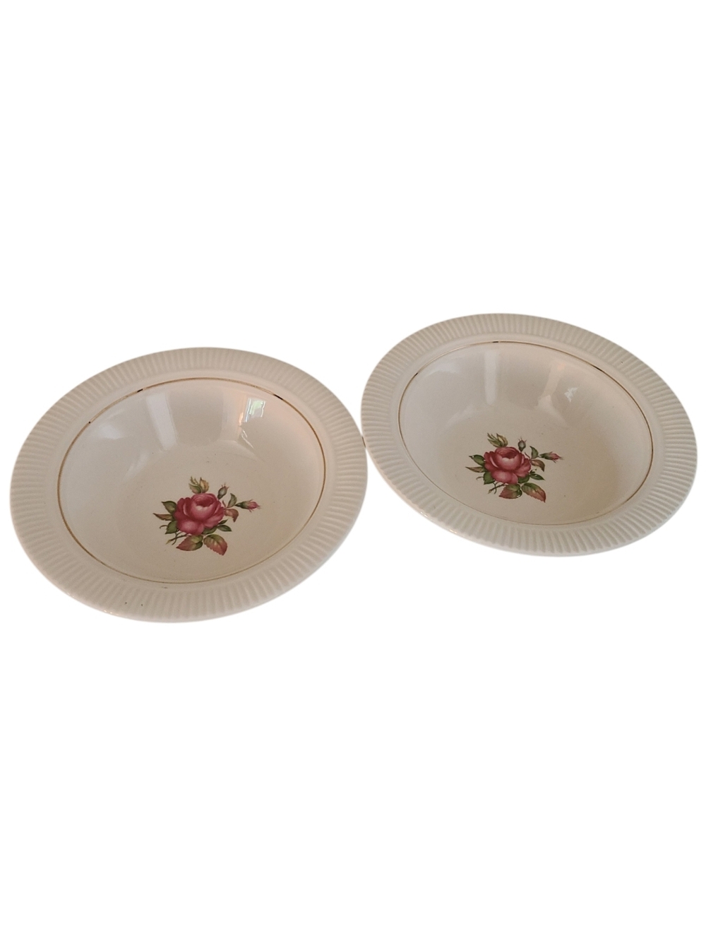 set of 2 salem china company vintage bowls 23K gold shabby chic cottagecore